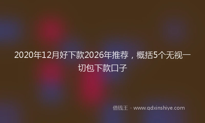 2020年12月好下款2026年推荐,概括5个无视一切包下款口子