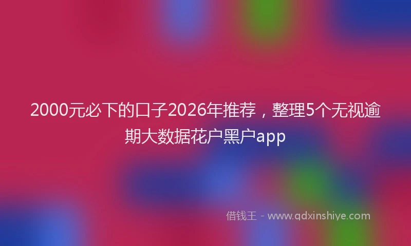 2000元必下的口子2026年推荐，整理5个无视逾期大数据花户黑户app