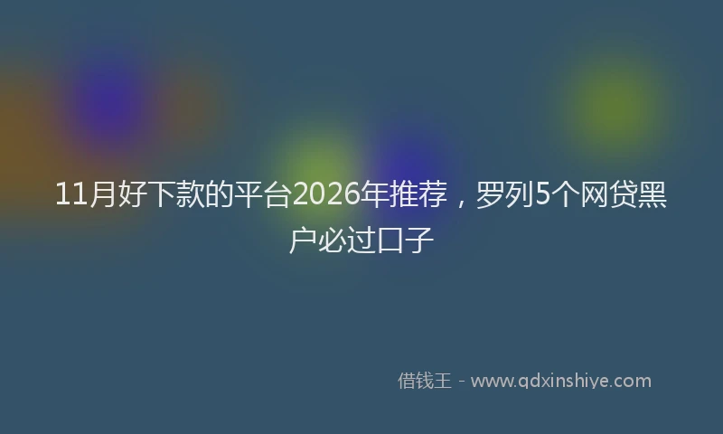 11月好下款的平台2026年推荐，罗列5个网贷黑户必过口子