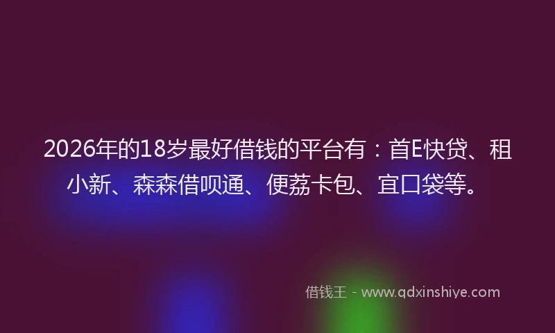 2026年的18岁最好借钱的平台有：首E快贷、租小新、森森借呗通、便荔卡包、宜口袋等。