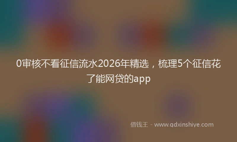 0审核不看征信流水2026年精选，梳理5个征信花了能网贷的app
