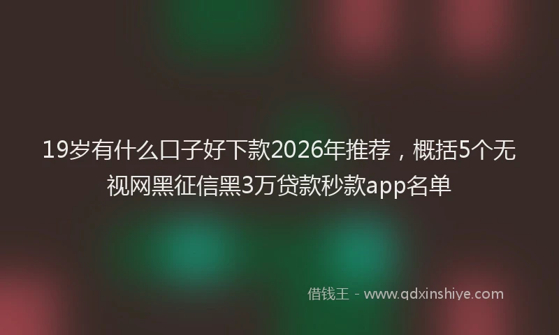 19岁有什么口子好下款2026年推荐，概括5个无视网黑征信黑3万贷款秒款app名单