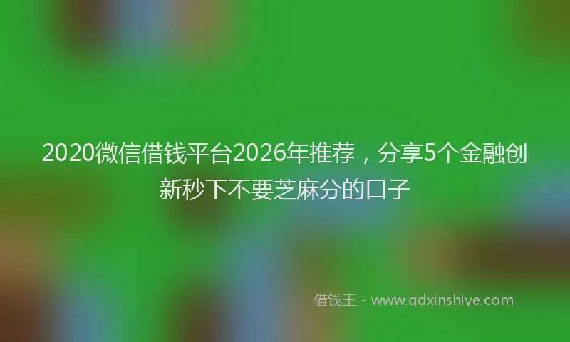 2020微信借钱平台2026年推荐，分享5个金融创新秒下不要芝麻分的口子