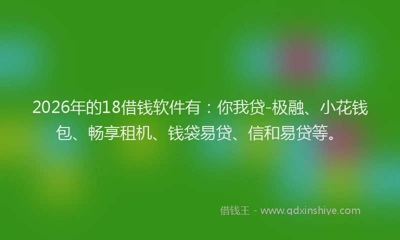 2026年的18借钱软件有：你我贷-极融、小花钱包、畅享租机、钱袋易贷、信和易贷等。