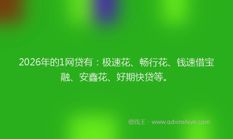 2026年的1网贷有:极速花、畅行花、钱速借宝融、安鑫花、好期快贷等。