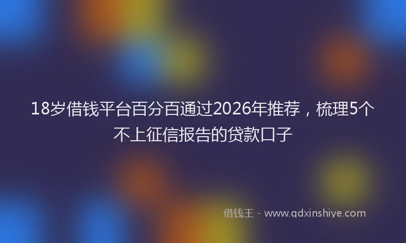 18岁借钱平台百分百通过2026年推荐，梳理5个不上征信报告的贷款口子
