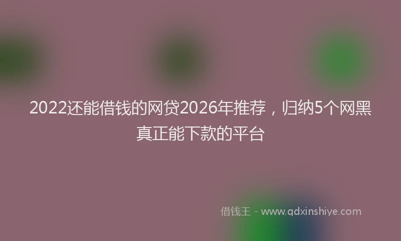 2022还能借钱的网贷2026年推荐,归纳5个网黑真正能下款的平台