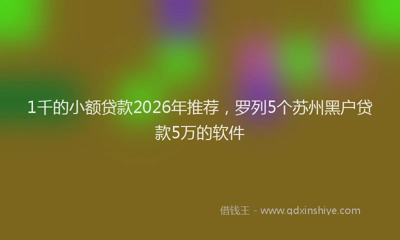 1千的小额贷款2026年推荐,罗列5个苏州黑户贷款5万的软件