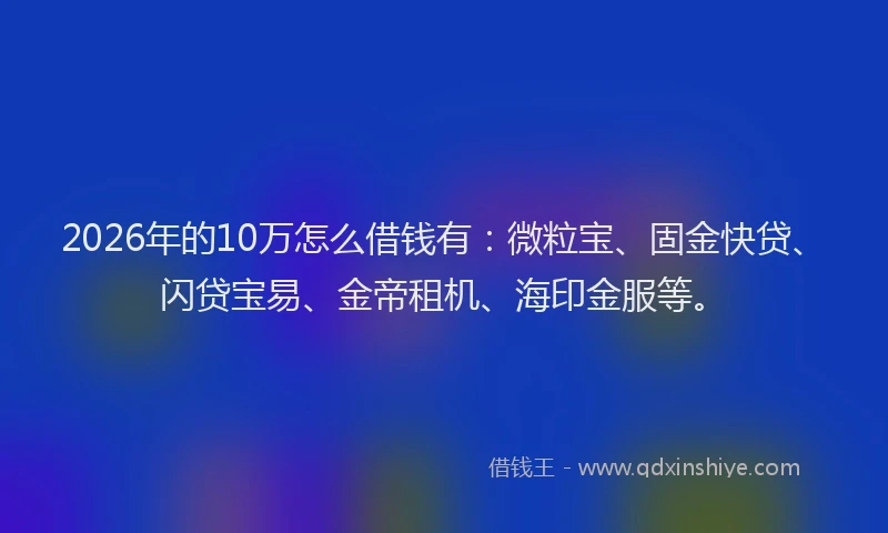 2026年的10万怎么借钱有：微粒宝、固金快贷、闪贷宝易、金帝租机、海印金服等。