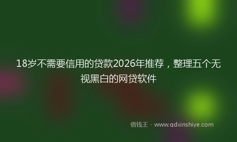 18岁不需要信用的贷款2026年推荐，整理五个无视黑白的网贷软件