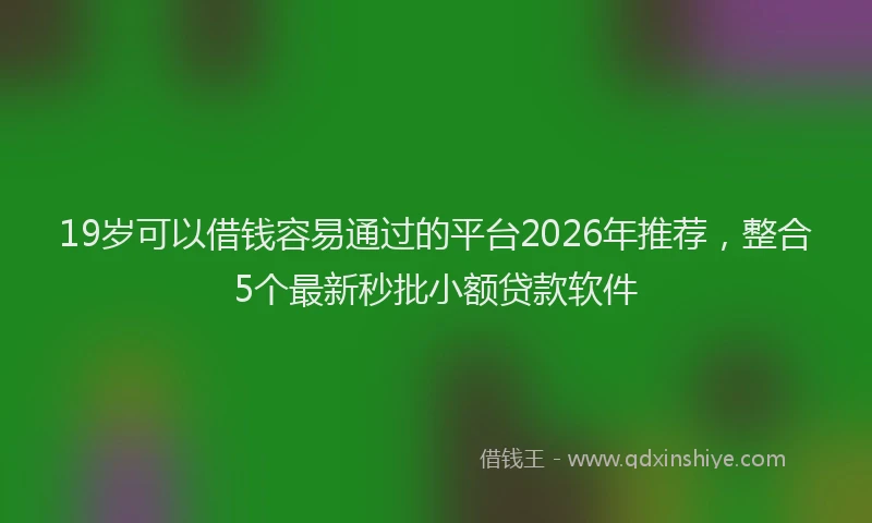 19岁可以借钱容易通过的平台2026年推荐，整合5个最新秒批小额贷款软件