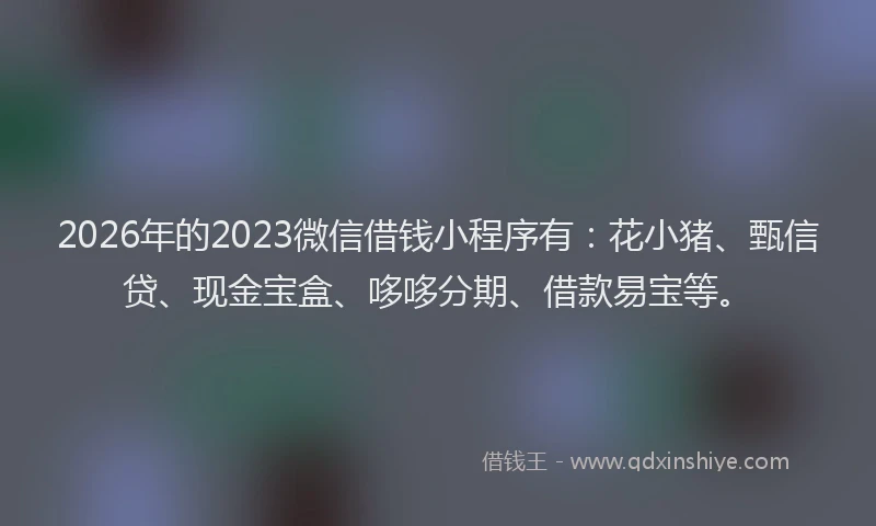 2026年的2023微信借钱小程序有：花小猪、甄信贷、现金宝盒、哆哆分期、借款易宝等。