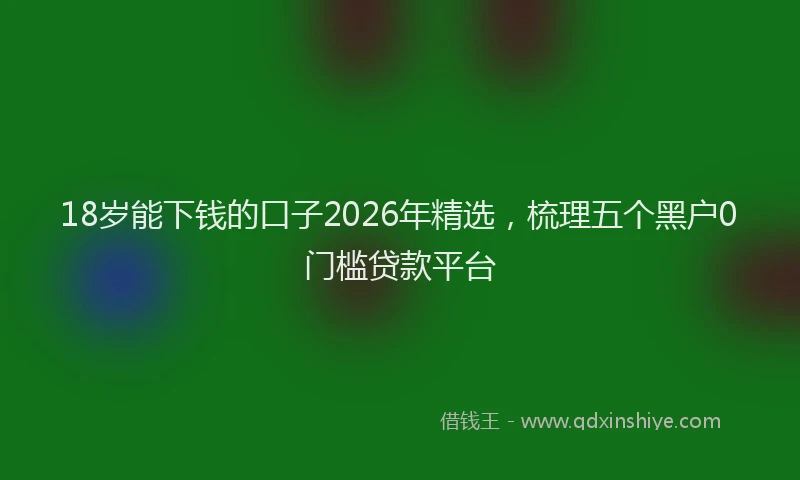 18岁能下钱的口子2026年精选,梳理五个黑户0门槛贷款平台
