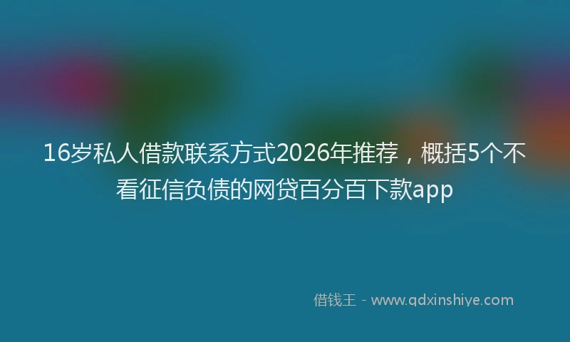16岁私人借款联系方式2026年推荐，概括5个不看征信负债的网贷百分百下款app