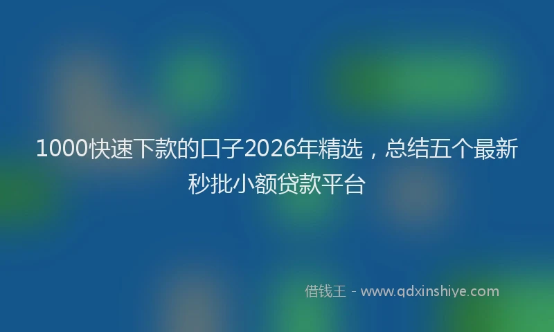 1000快速下款的口子2026年精选，总结五个最新秒批小额贷款平台