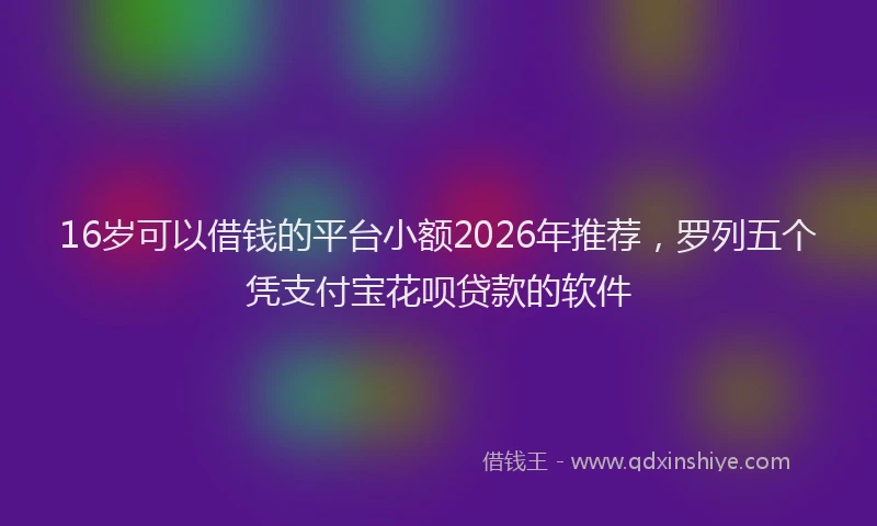 16岁可以借钱的平台小额2026年推荐，罗列五个凭支付宝花呗贷款的软件