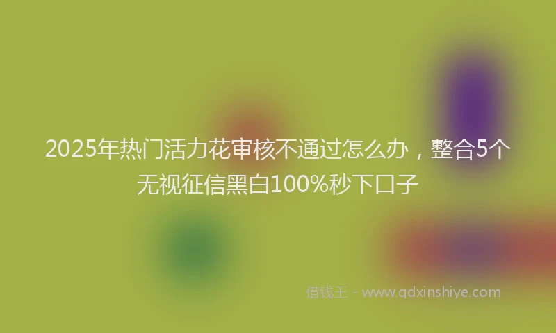 2025年热门活力花审核不通过怎么办,整合5个无视征信黑白100%秒下口子
