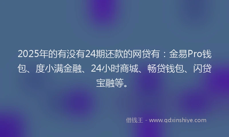 2025年的有没有24期还款的网贷有：金易Pro钱包、度小满金融、24小时商城、畅贷钱包、闪贷宝融等。