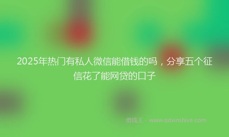 2025年热门有私人微信能借钱的吗，分享五个征信花了能网贷的口子