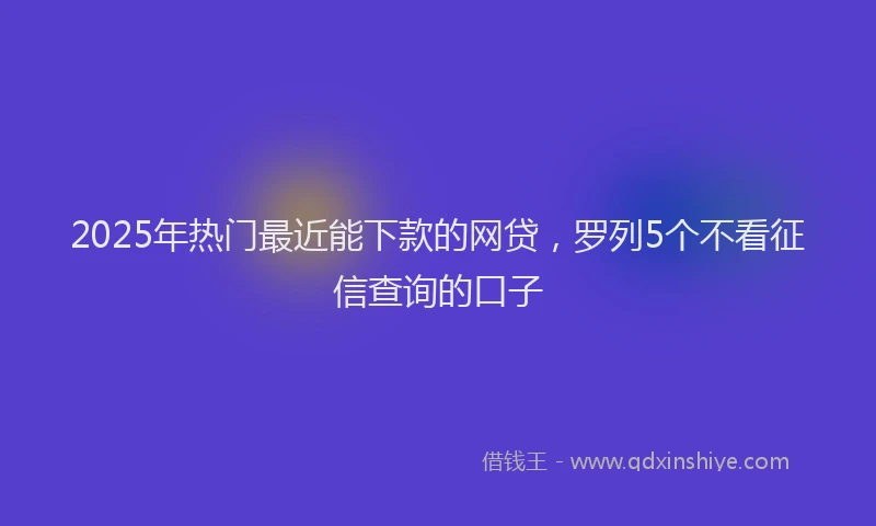 2025年热门最近能下款的网贷，罗列5个不看征信查询的口子