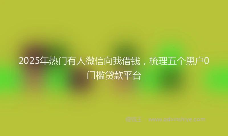 2025年热门有人微信向我借钱，梳理五个黑户0门槛贷款平台