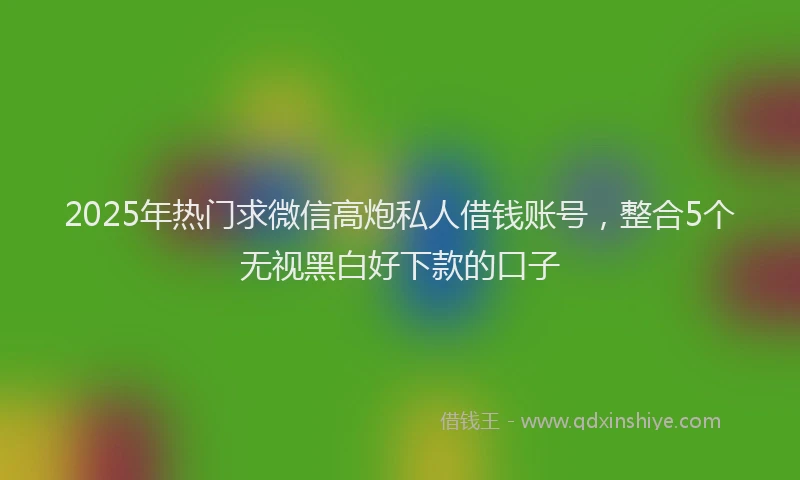 2025年热门求微信高炮私人借钱账号，整合5个无视黑白好下款的口子