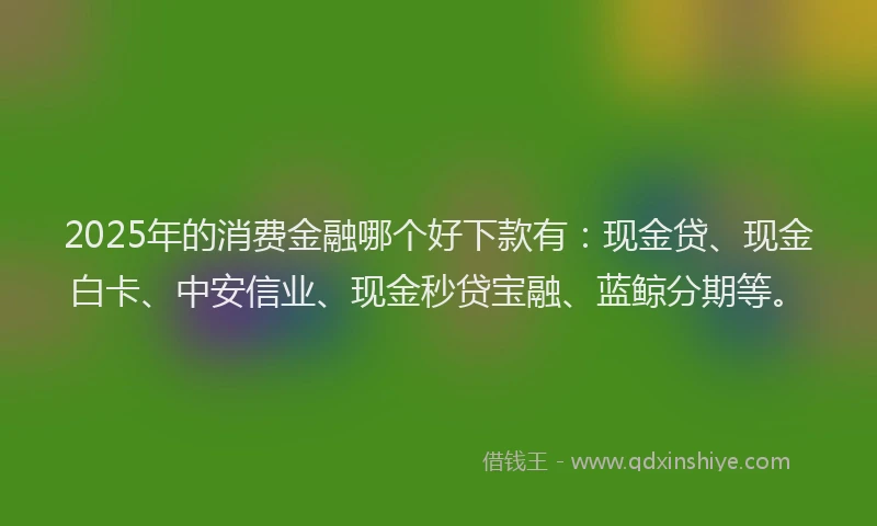 2025年的消费金融哪个好下款有:现金贷、现金白卡、中安信业、现金秒贷宝融、蓝鲸分期等。