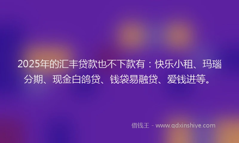 2025年的汇丰贷款也不下款有：快乐小租、玛瑙分期、现金白鸽贷、钱袋易融贷、爱钱进等。