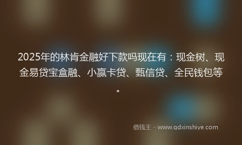 2025年的林肯金融好下款吗现在有：现金树、现金易贷宝盒融、小赢卡贷、甄信贷、全民钱包等。