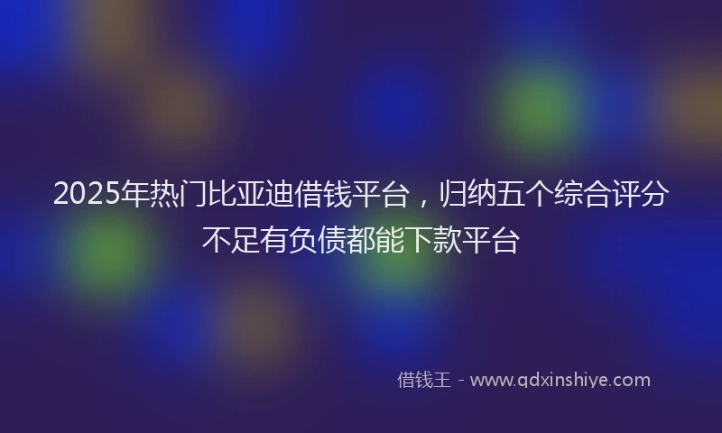 2025年热门比亚迪借钱平台，归纳五个综合评分不足有负债都能下款平台