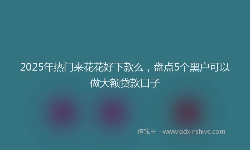 2025年热门来花花好下款么，盘点5个黑户可以做大额贷款口子