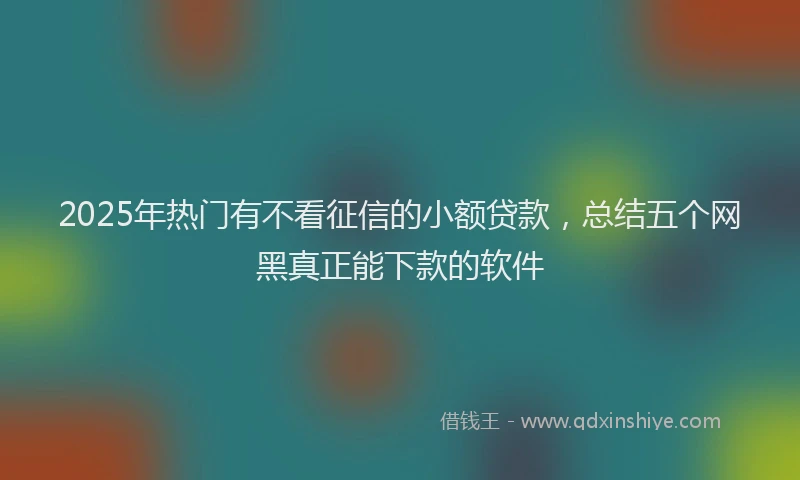 2025年热门有不看征信的小额贷款，总结五个网黑真正能下款的软件