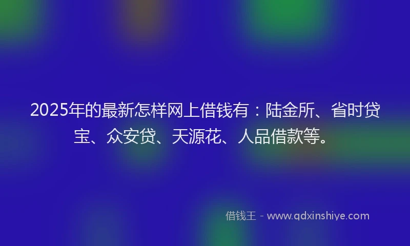 2025年的最新怎样网上借钱有：陆金所、省时贷宝、众安贷、天源花、人品借款等。