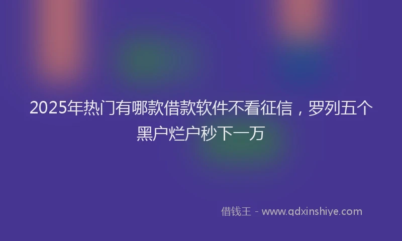 2025年热门有哪款借款软件不看征信,罗列五个黑户烂户秒下一万