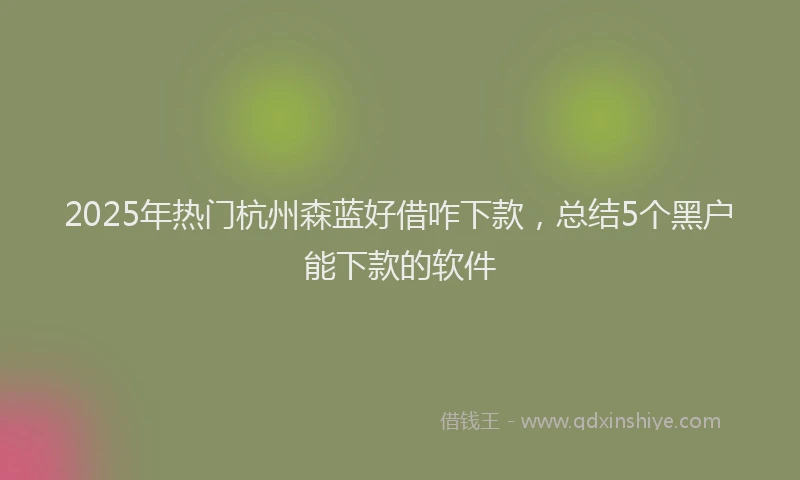 2025年热门杭州森蓝好借咋下款，总结5个黑户能下款的软件