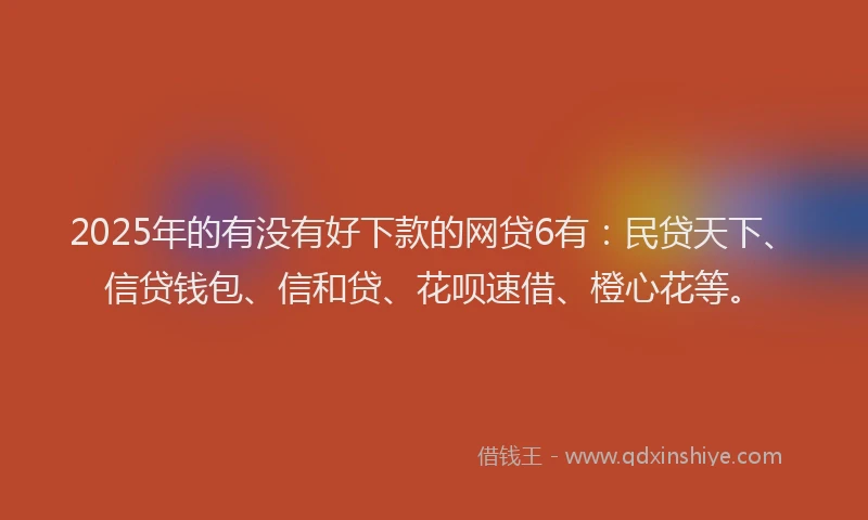 2025年的有没有好下款的网贷6有：民贷天下、信贷钱包、信和贷、花呗速借、橙心花等。