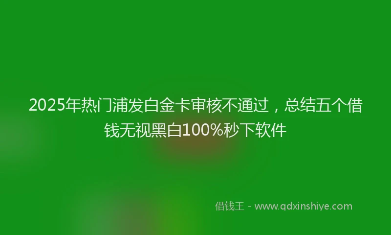 2025年热门浦发白金卡审核不通过，总结五个借钱无视黑白100%秒下软件