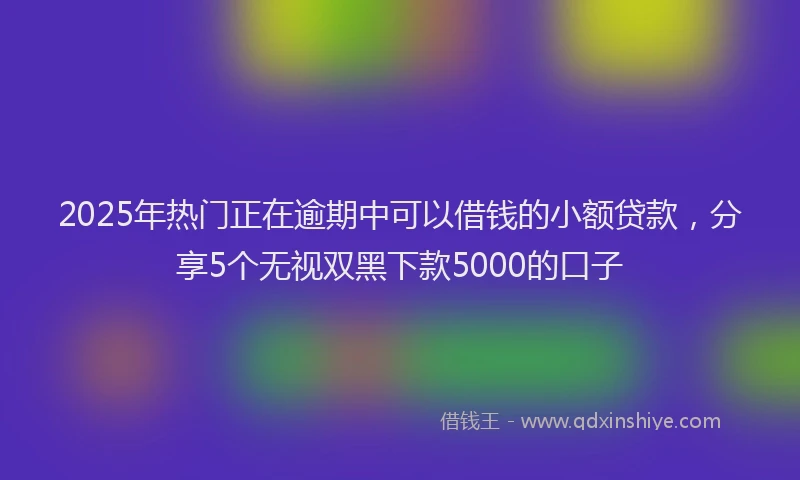 2025年热门正在逾期中可以借钱的小额贷款，分享5个无视双黑下款5000的口子
