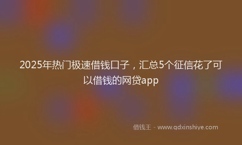 2025年热门极速借钱口子，汇总5个征信花了可以借钱的网贷app