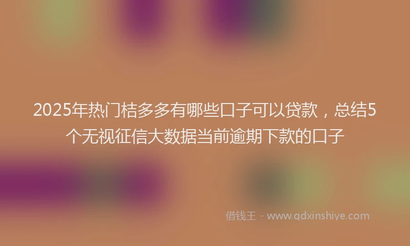 2025年热门桔多多有哪些口子可以贷款,总结5个无视征信大数据当前逾期下款的口子