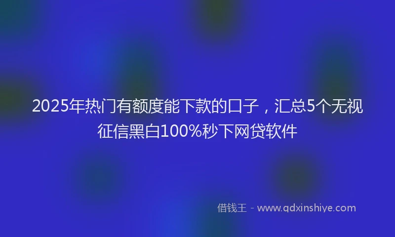 2025年热门有额度能下款的口子，汇总5个无视征信黑白100%秒下网贷软件