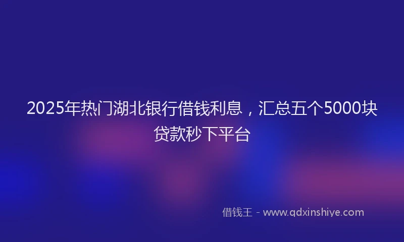 2025年热门湖北银行借钱利息，汇总五个5000块贷款秒下平台