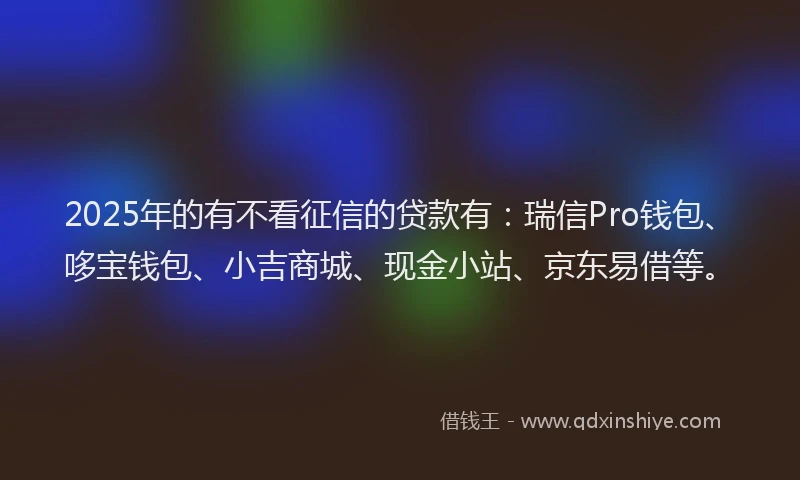 2025年的有不看征信的贷款有：瑞信Pro钱包、哆宝钱包、小吉商城、现金小站、京东易借等。