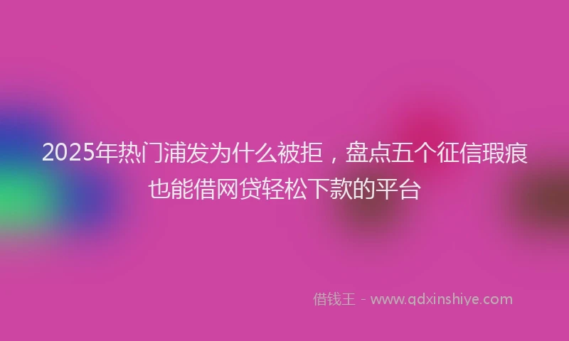 2025年热门浦发为什么被拒，盘点五个征信瑕疵也能借网贷轻松下款的平台