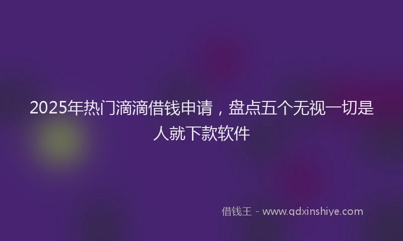 2025年热门滴滴借钱申请,盘点五个无视一切是人就下款软件