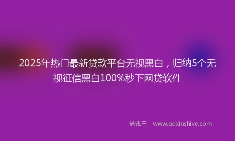 2025年热门最新贷款平台无视黑白，归纳5个无视征信黑白100%秒下网贷软件