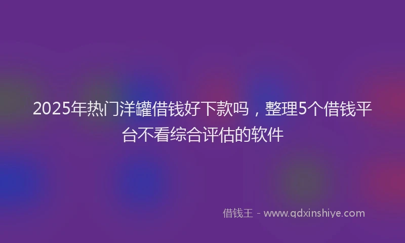 2025年热门洋罐借钱好下款吗，整理5个借钱平台不看综合评估的软件