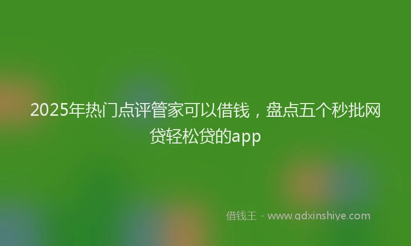 2025年热门点评管家可以借钱，盘点五个秒批网贷轻松贷的app