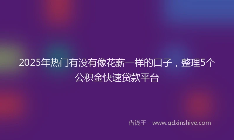 2025年热门有没有像花薪一样的口子，整理5个公积金快速贷款平台