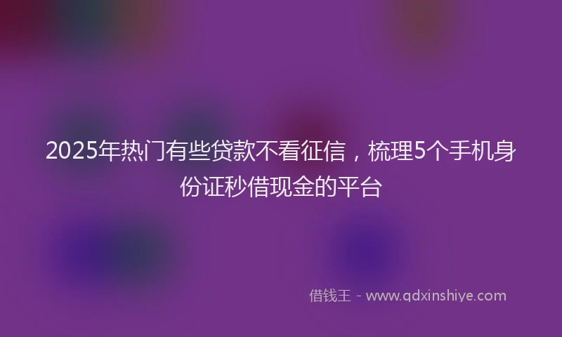 2025年热门有些贷款不看征信，梳理5个手机身份证秒借现金的平台